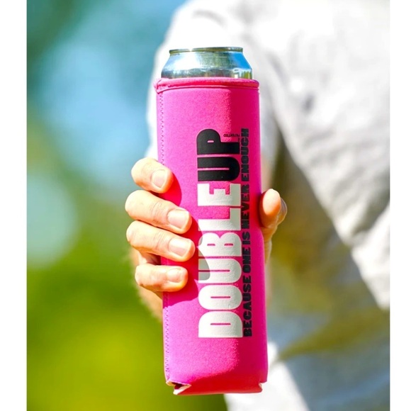 DoubleUp Can Cooler Double Can Holder Because One Is Never Enough Barbie Pink - Picture 8 of 14